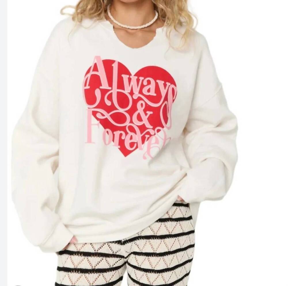 NEW PROJECT SOCIAL T women's always & forever sweatshirt in white